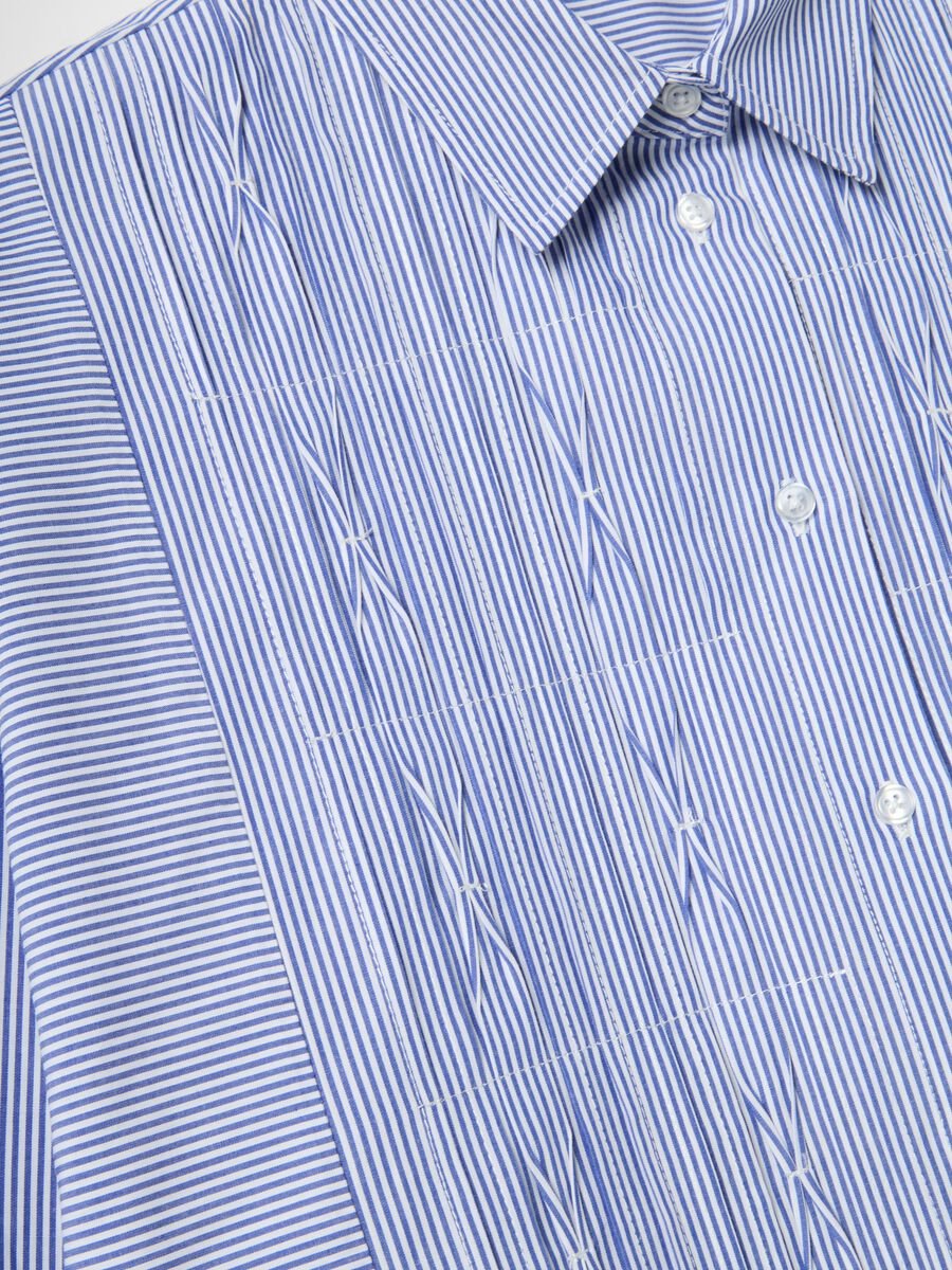 Oversized multicolour striped pure cotton shirt with pleats_5