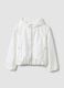 White hooded rain jacket with zip for girls_0