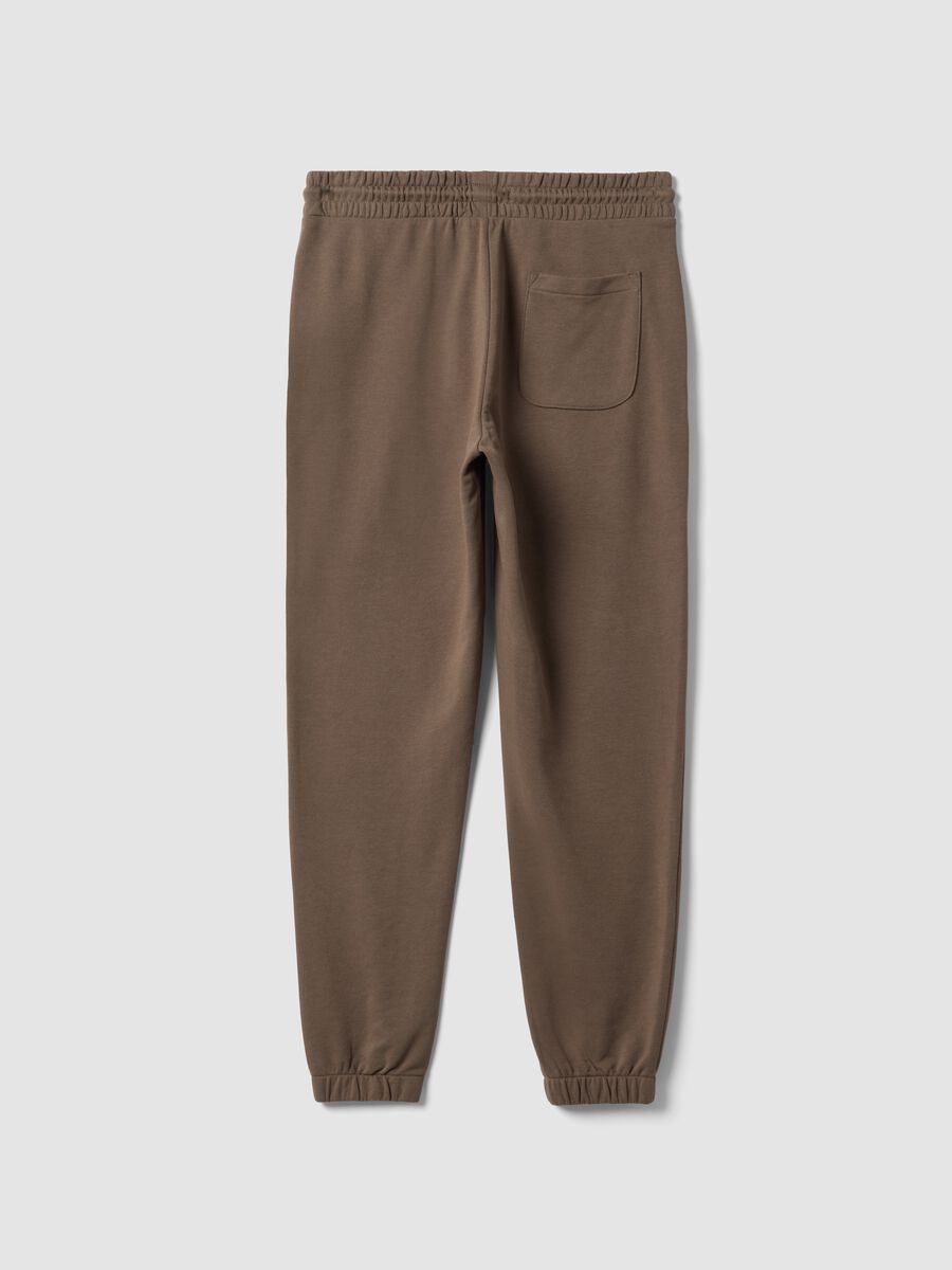 Brown cotton-blend jogger trousers, regular fit_1