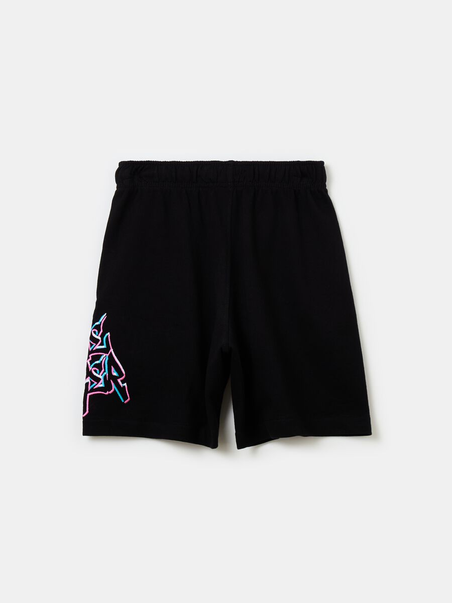 Bermuda joggers with embroidery_0