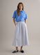 Long white and blue striped pure cotton skirt_0
