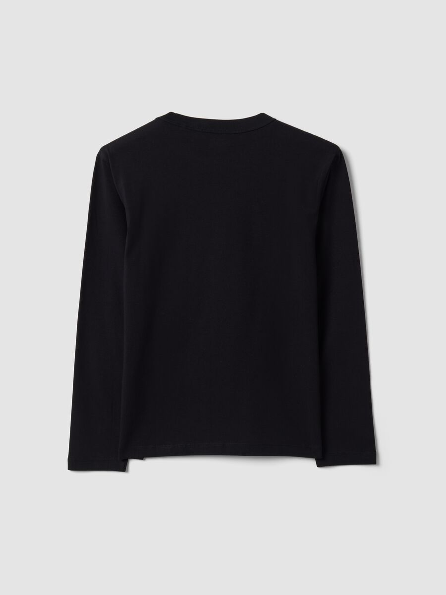 Black regular-fit stretch organic cotton T-shirt for boys_1