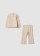 Beige cotton-blend tracksuit set, regular fit, with print_1