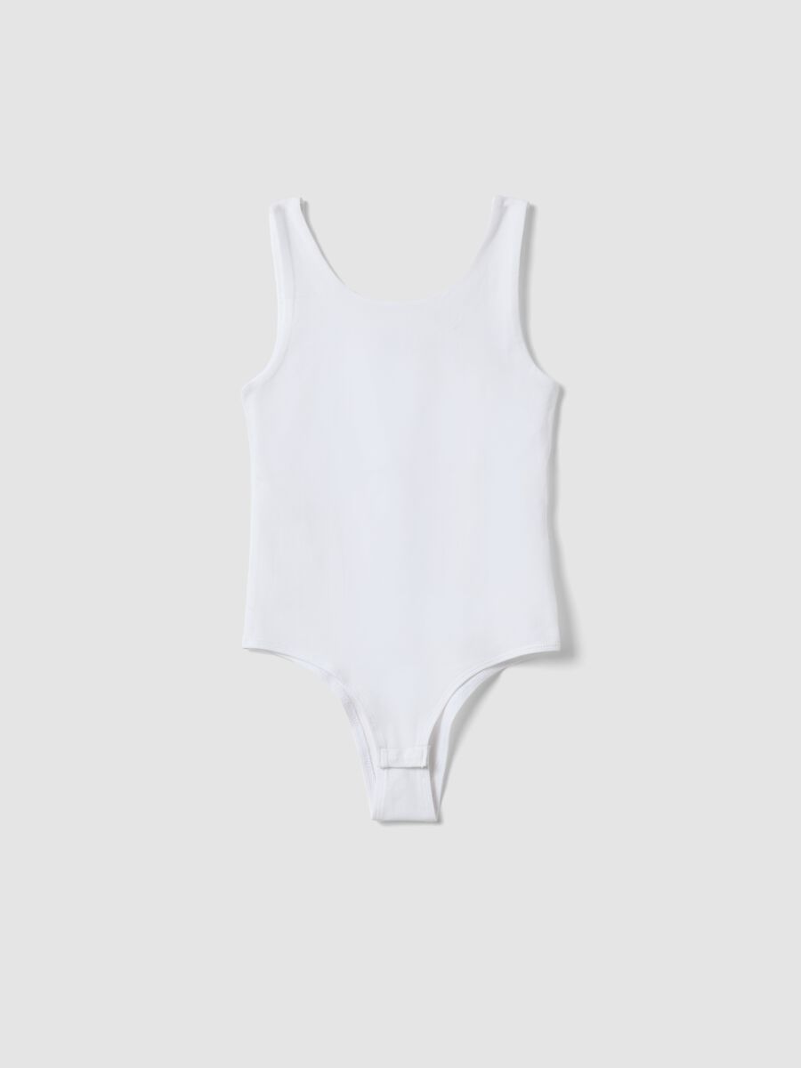 Girls&rsquo; white fitted stretch-cotton bodysuit_0