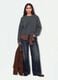 Grey stretch wool jumper with studded trims_1