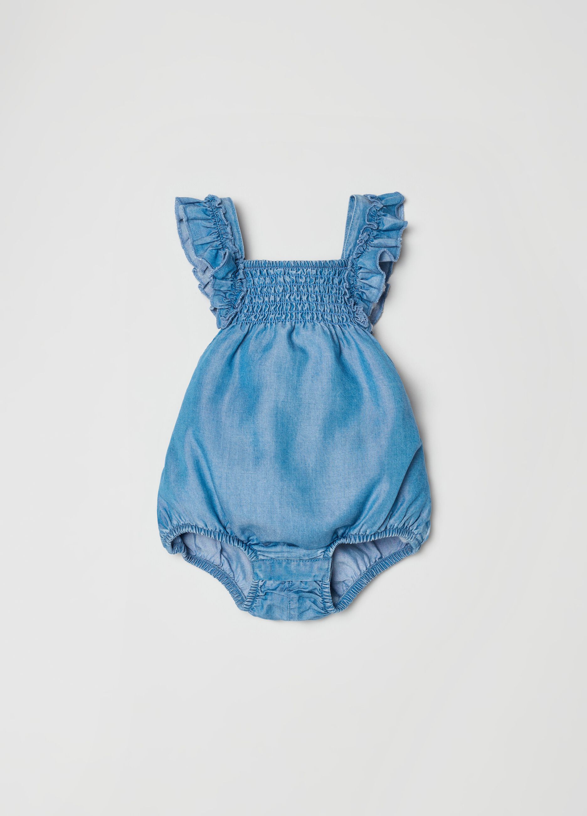 Lyocell romper suit with flounce