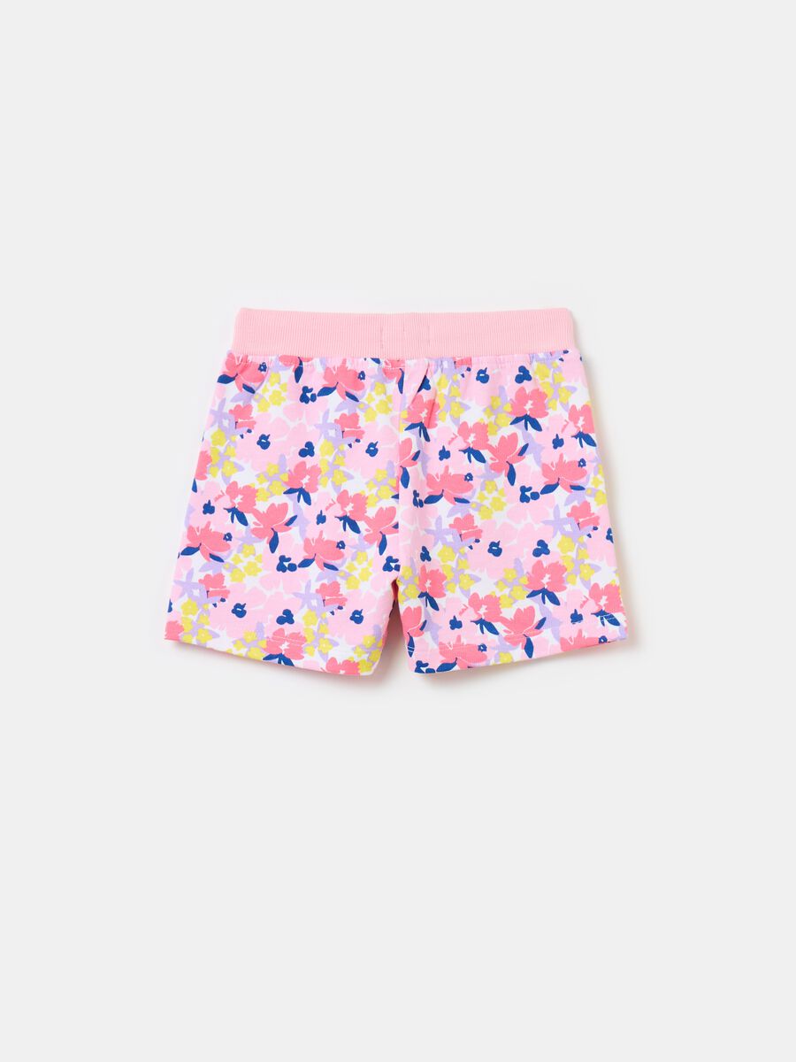Shorts with drawstring and small flowers print_1