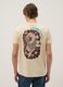Beige regular fit pure cotton t-shirt with dragon print_2