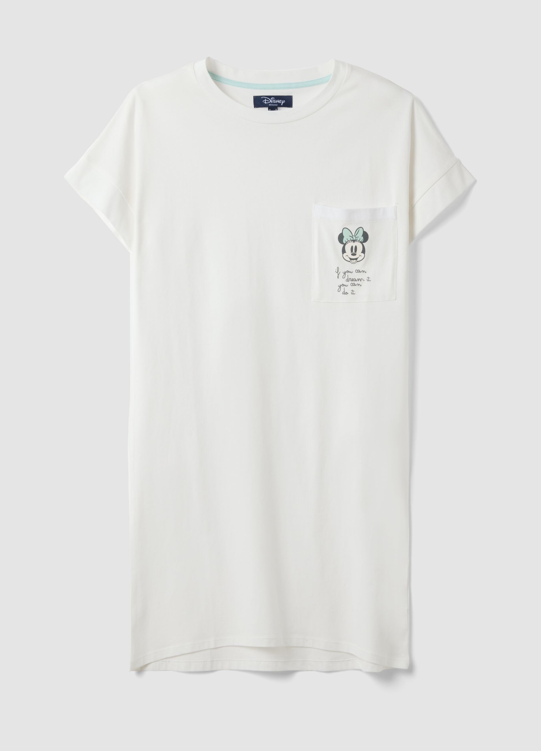 Camicia da notte bianca in puro cotone organico con stampa Minnie