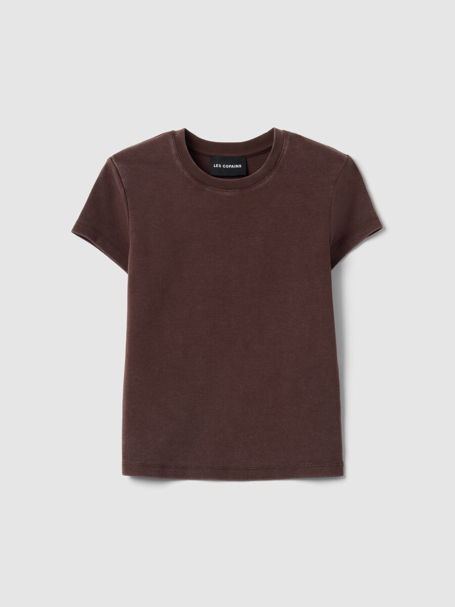 Brown fitted stretch cotton T-shirt_4