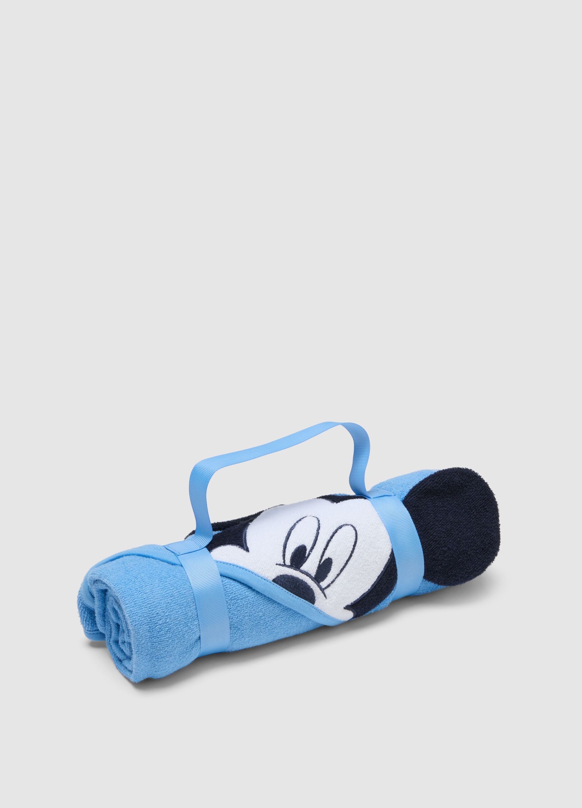 Blue baby cotton blend robe shaped like Mickey Mouse