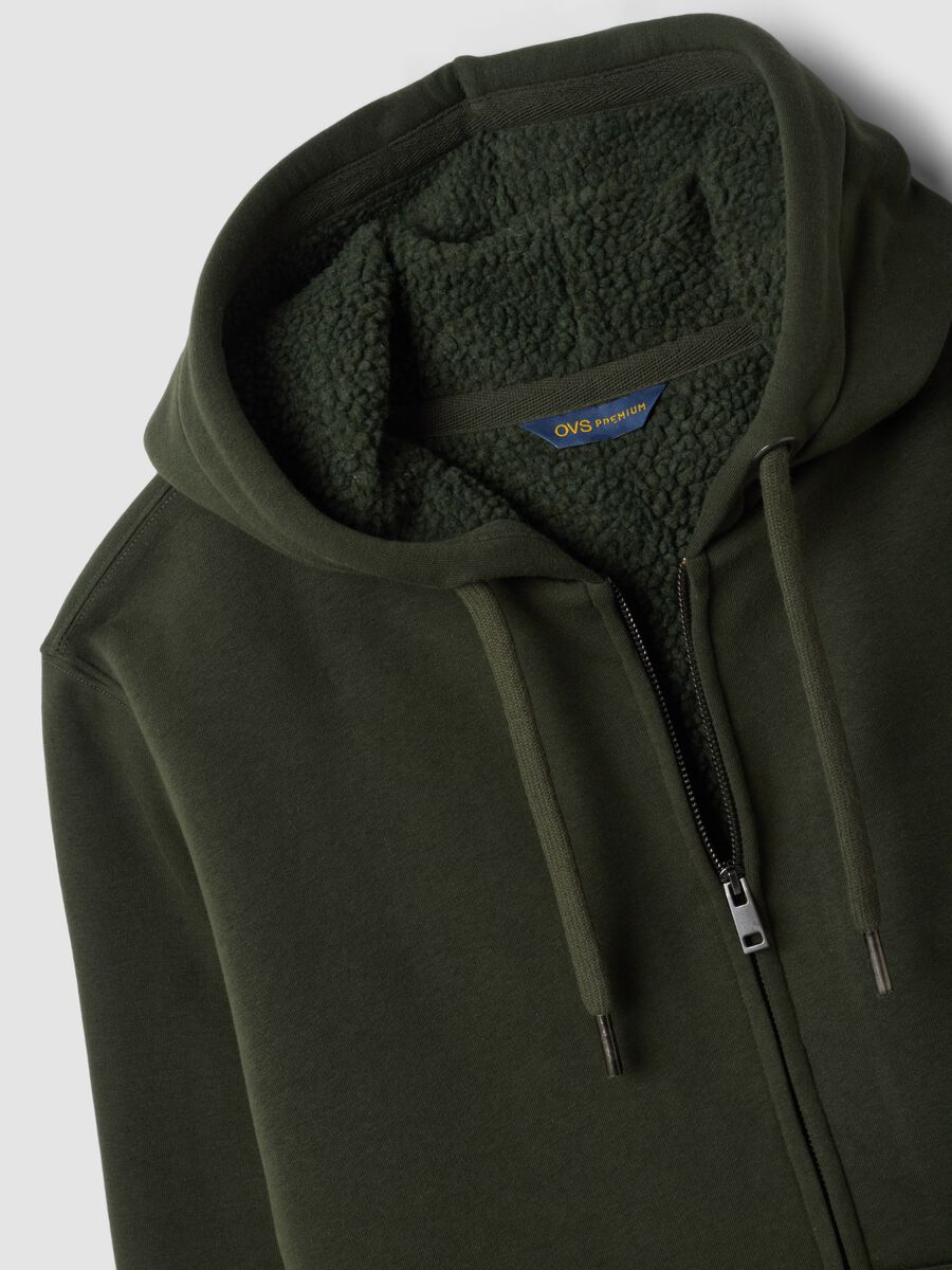 Felpa verde in misto cotone fleece con cappuccio regular fit_2