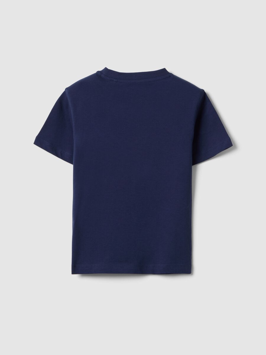 Boys' regular fit blue pure cotton T-shirt with palm print_1