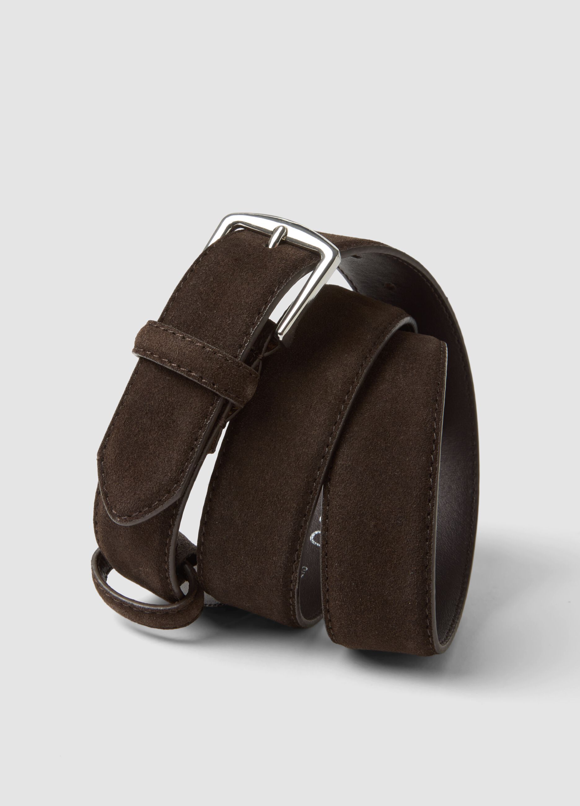 Brown genuine suede leather belt