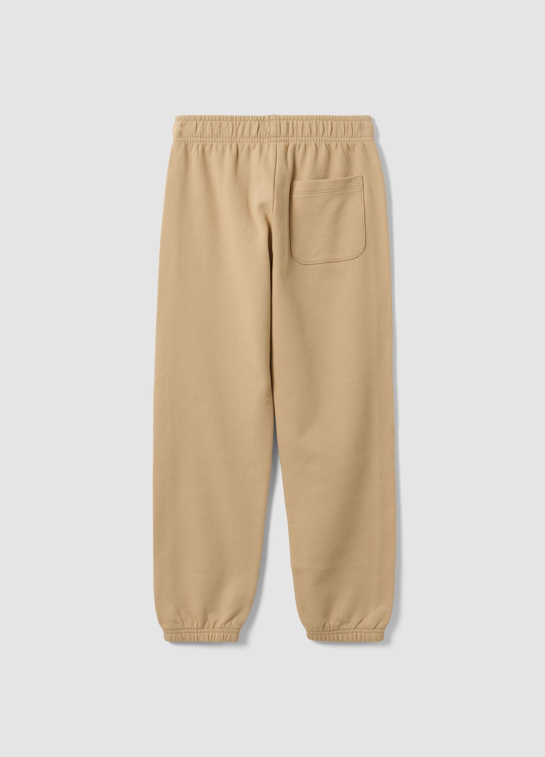 Beige organic cotton comfort-fit joggers for boys