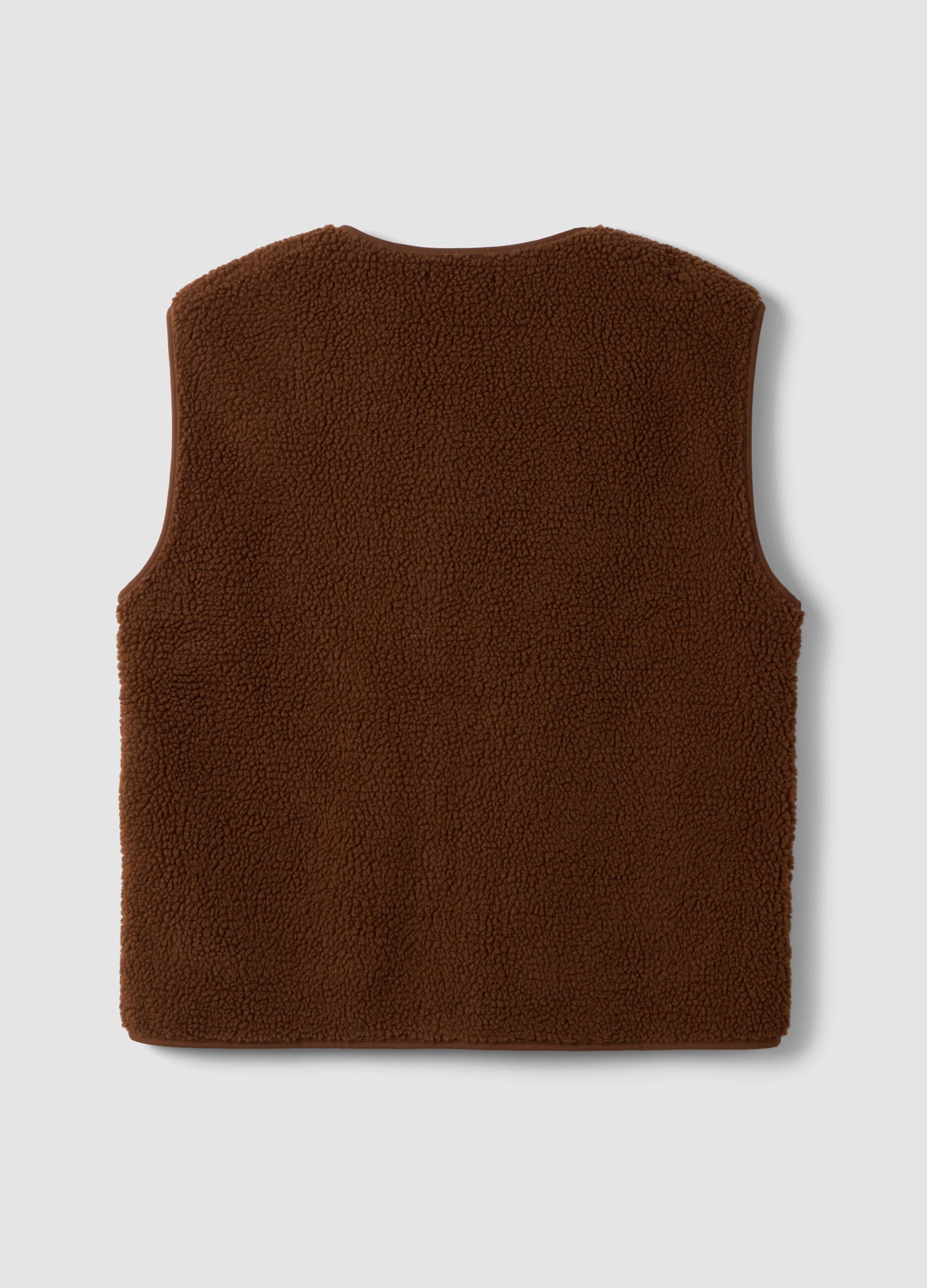 Light brown V-neck gilet with patch pockets