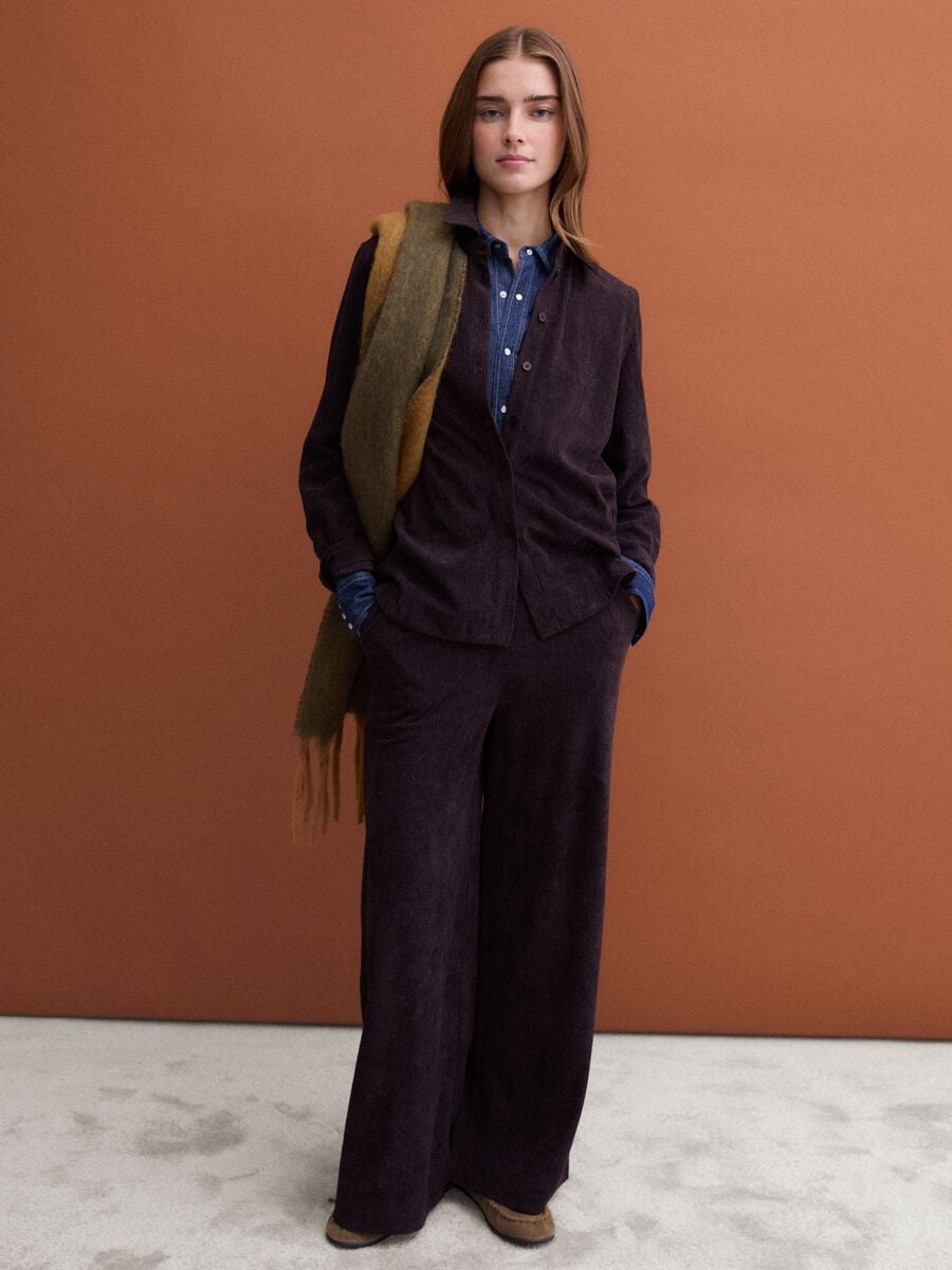 Braune Wide-Leg-Hose mit elastischem Bund_0