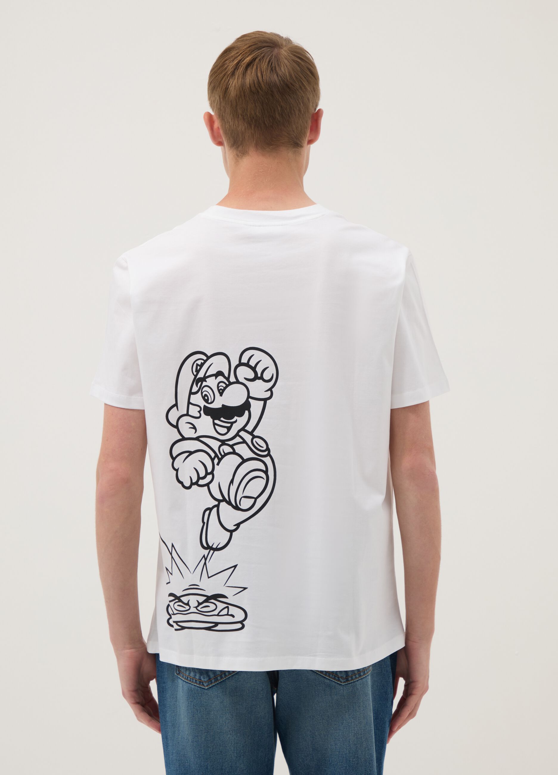 Wei&szlig;es T-Shirt aus reiner Baumwolle mit kurzen &Auml;rmeln, Regular Fit