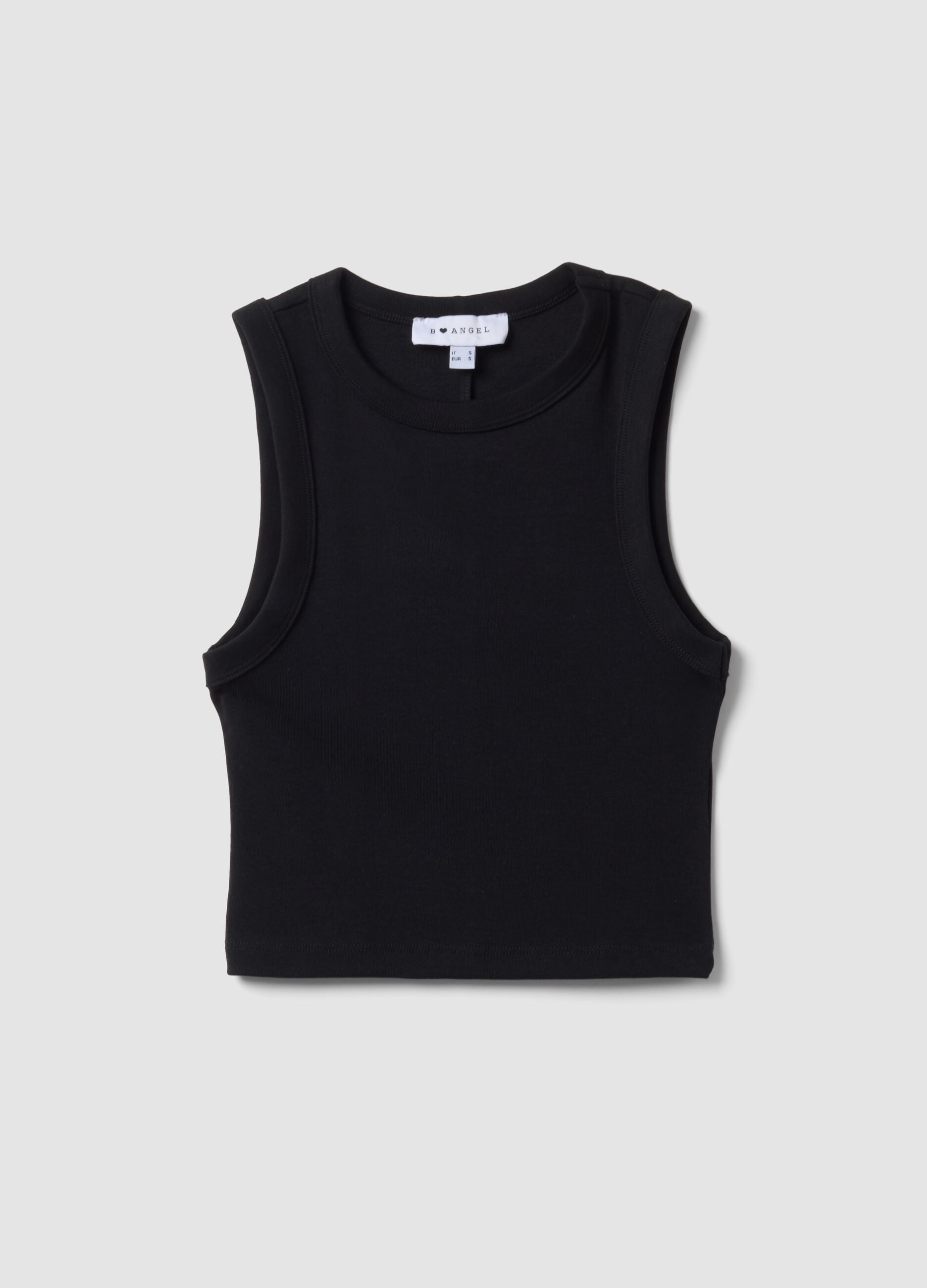 Schwarzes Cropped-Tanktop aus Stretch-Baumwolle