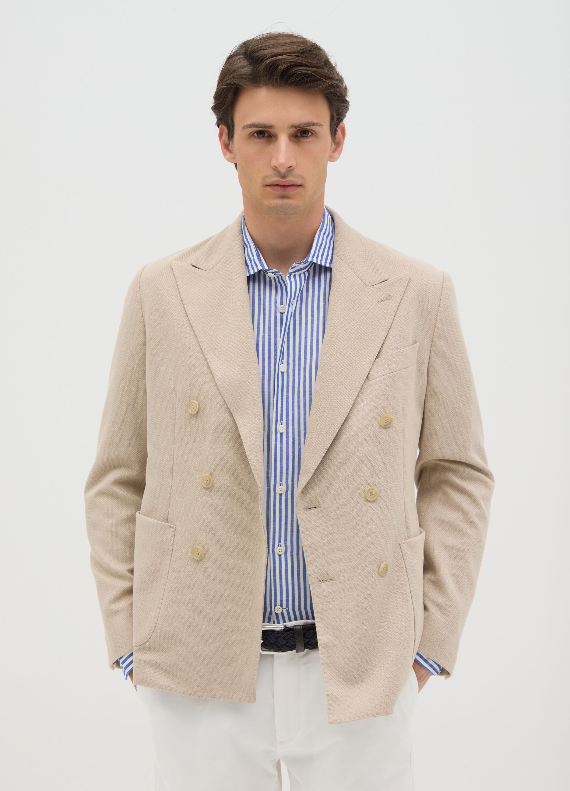 Men's beige slim fit blazer