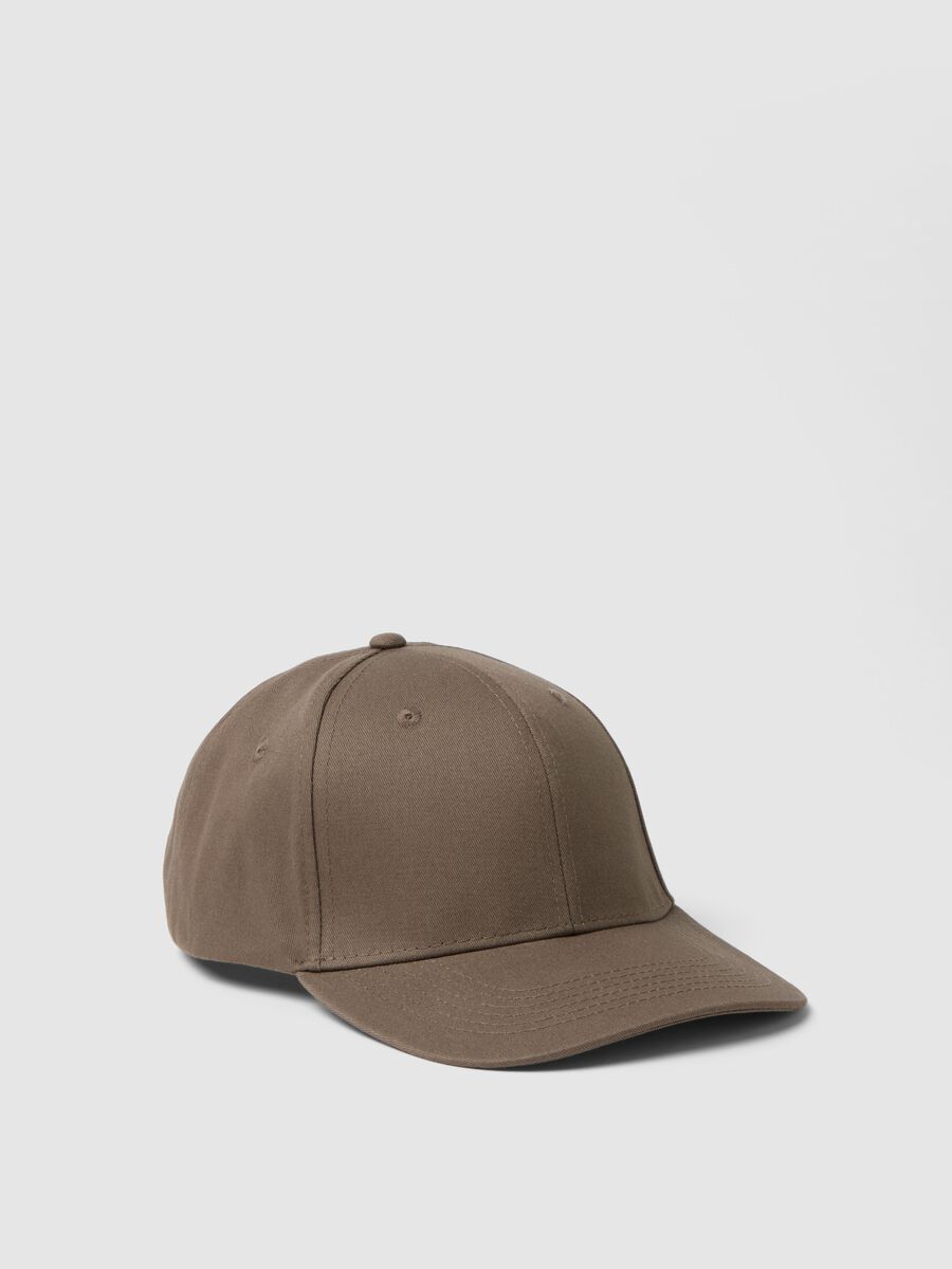 Brown pure cotton baseball cap with adjustable closure_0
