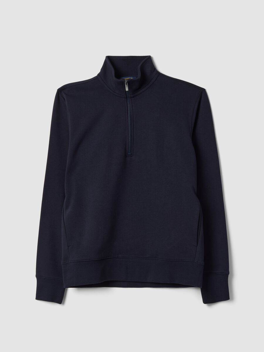 Blue cotton-blend half-zip crew-neck sweatshirt_4