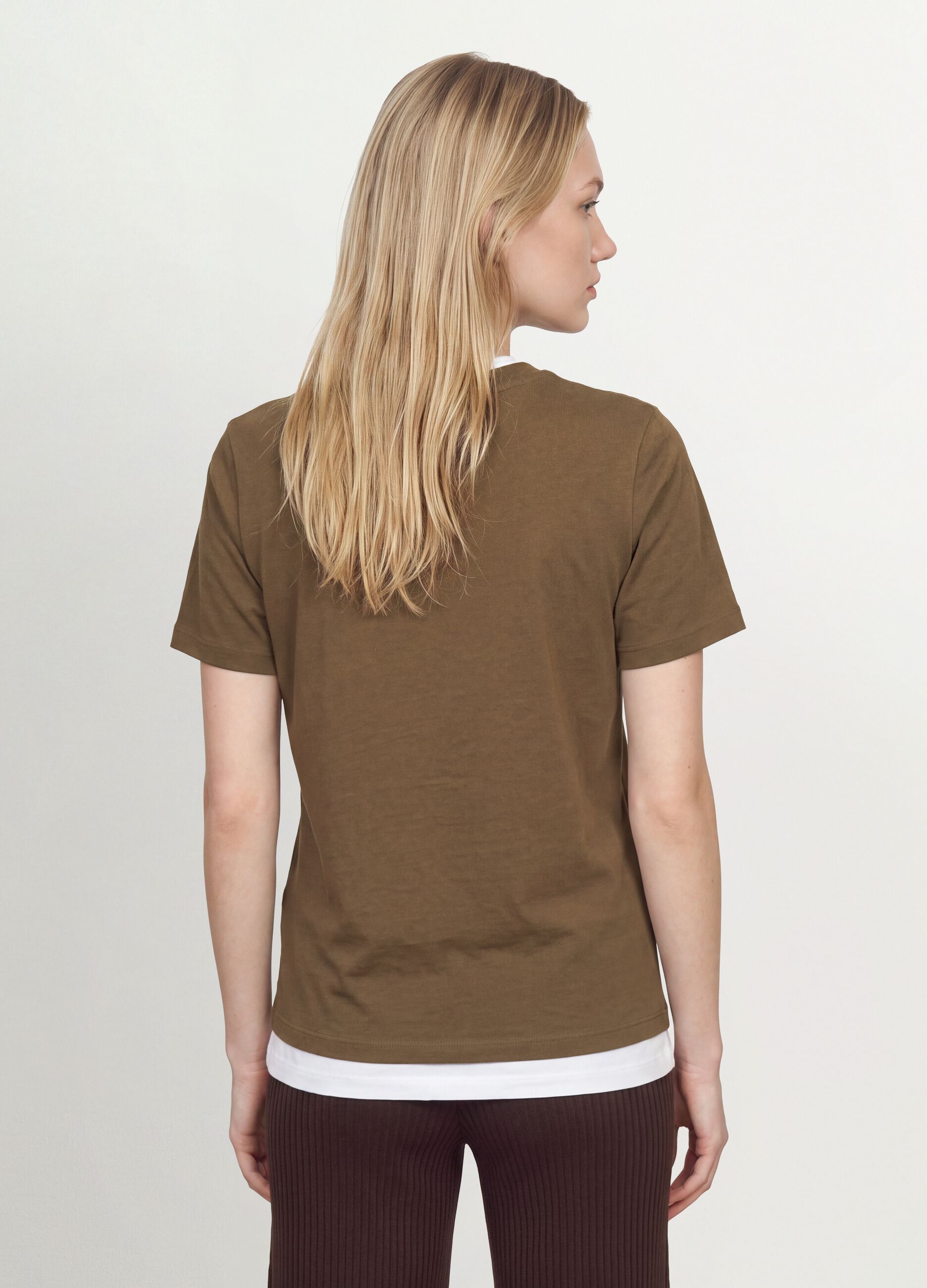 Gr&uuml;nes Rundhals-T-Shirt aus reiner Bio-Baumwolle, Regular Fit