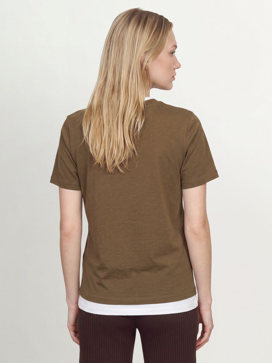 Green crew-neck T-shirt in pure organic cotton, regular fit_2