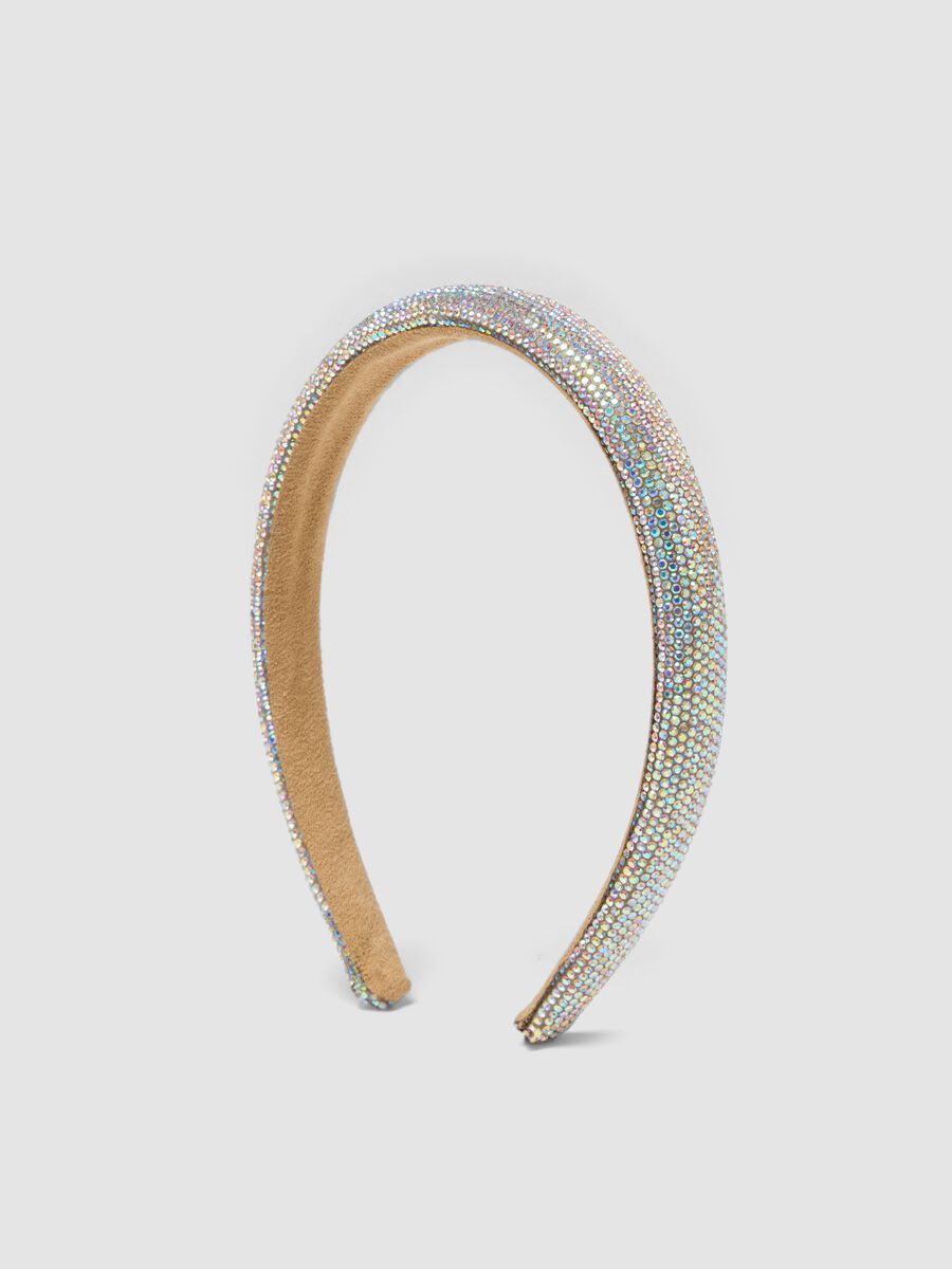 Beige headband with multicolour rhinestones for girls and teens_2