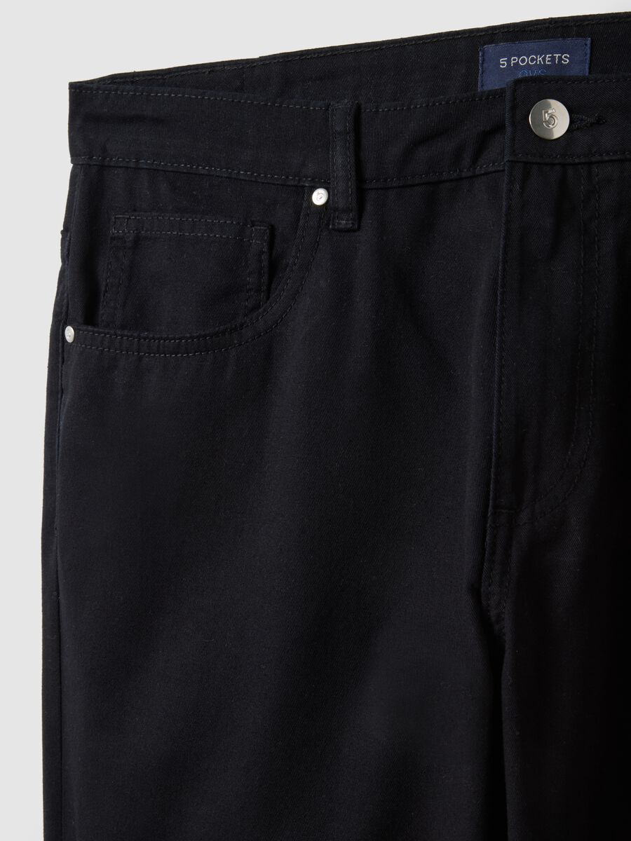 Regular fit black pure cotton trousers_6