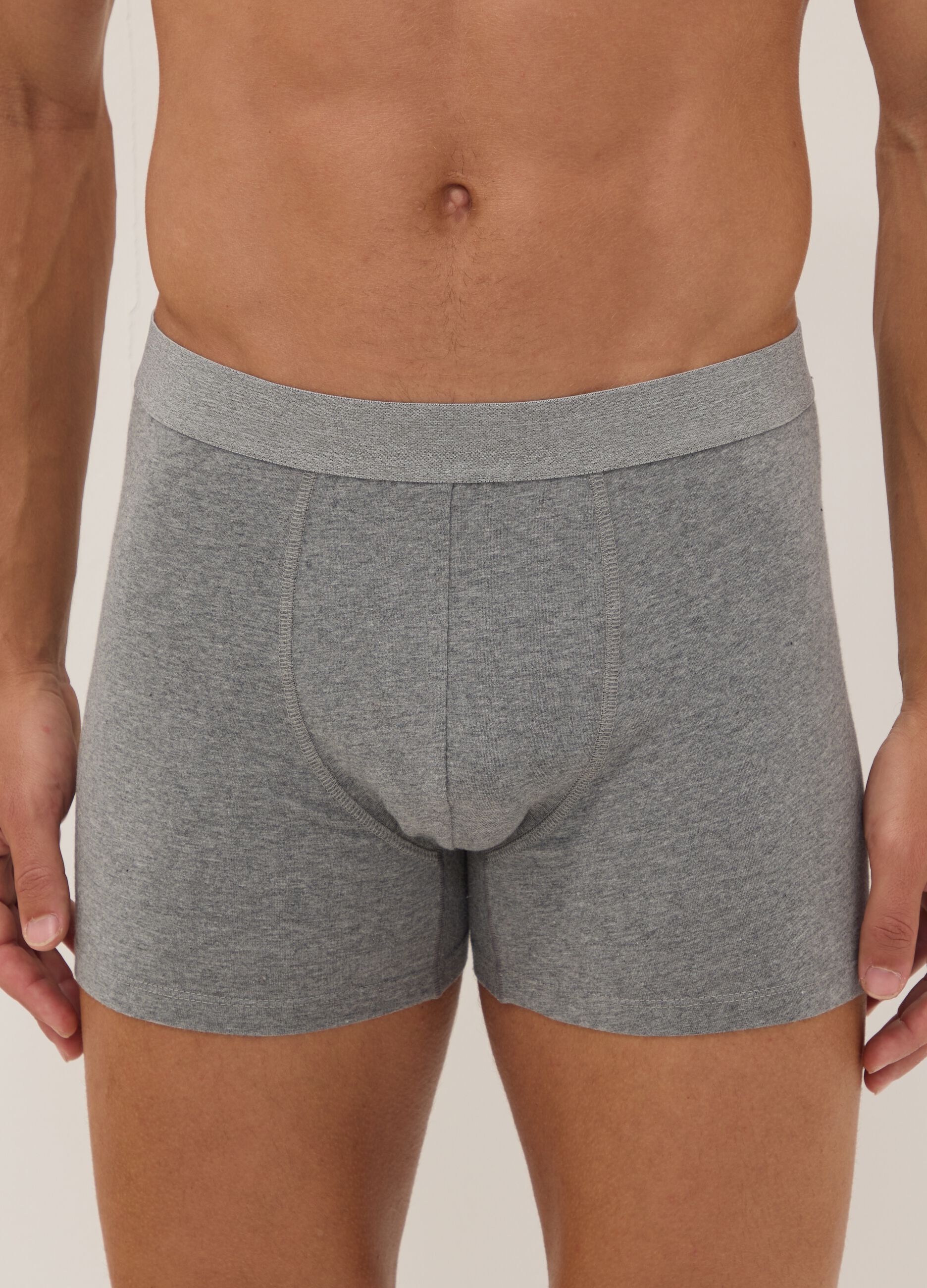 Pack de 3 boxers midi cinzentos em algod&atilde;o org&acirc;nico