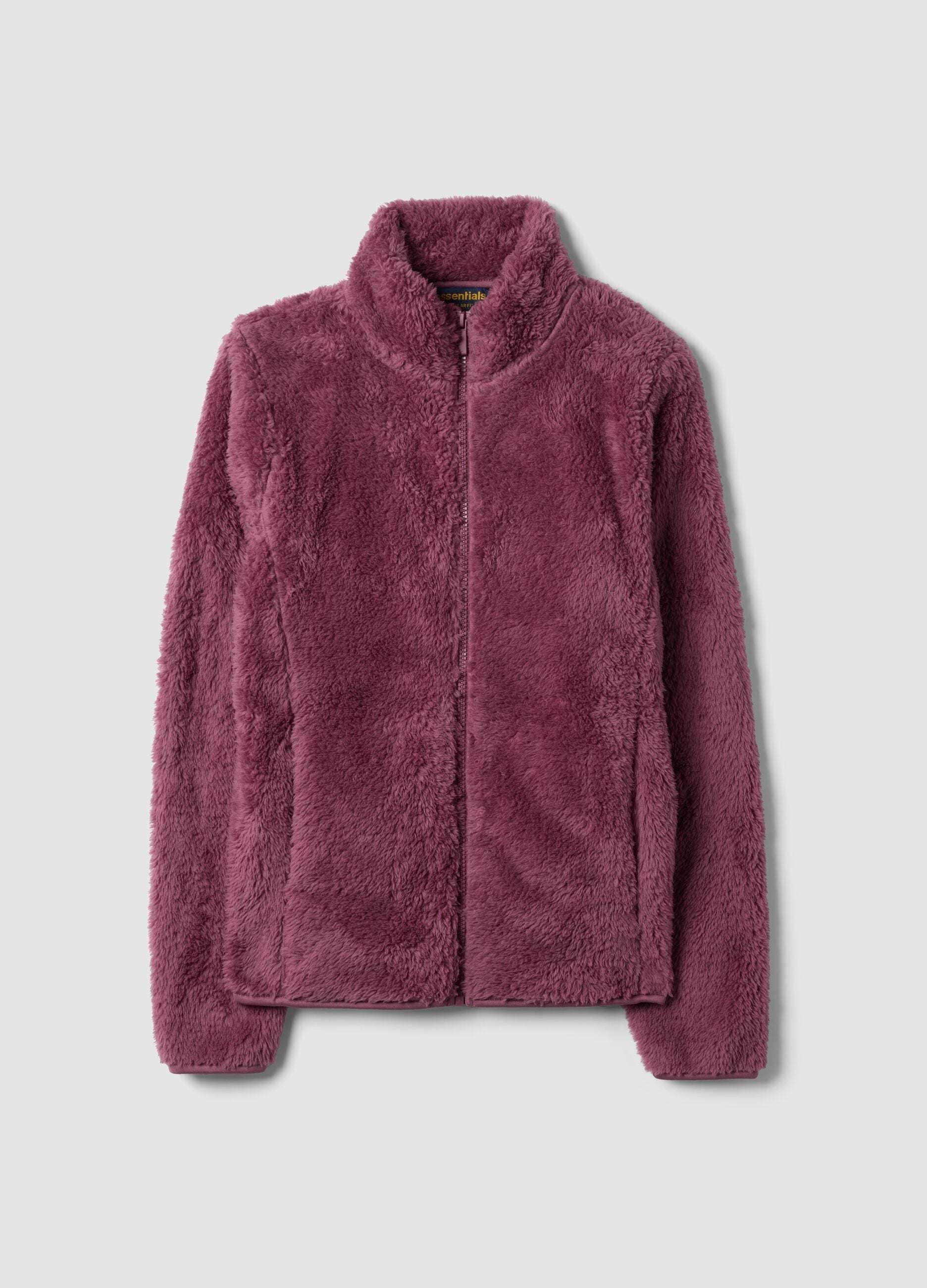 Felpa viola malva con girocollo e zip regular fit
