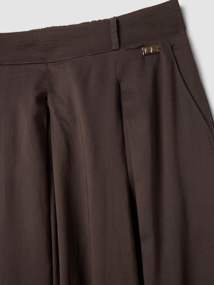 Braune Palazzo-Hose aus reiner Baumwolle_5