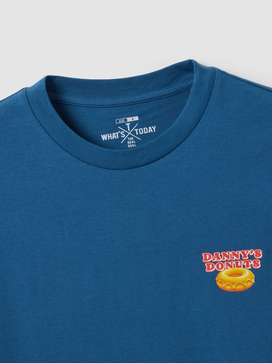 Blue pure cotton jersey T-shirt with print, regular fit_6