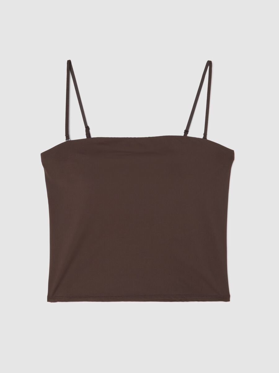 Brown regular fit camisole with square neckline_4