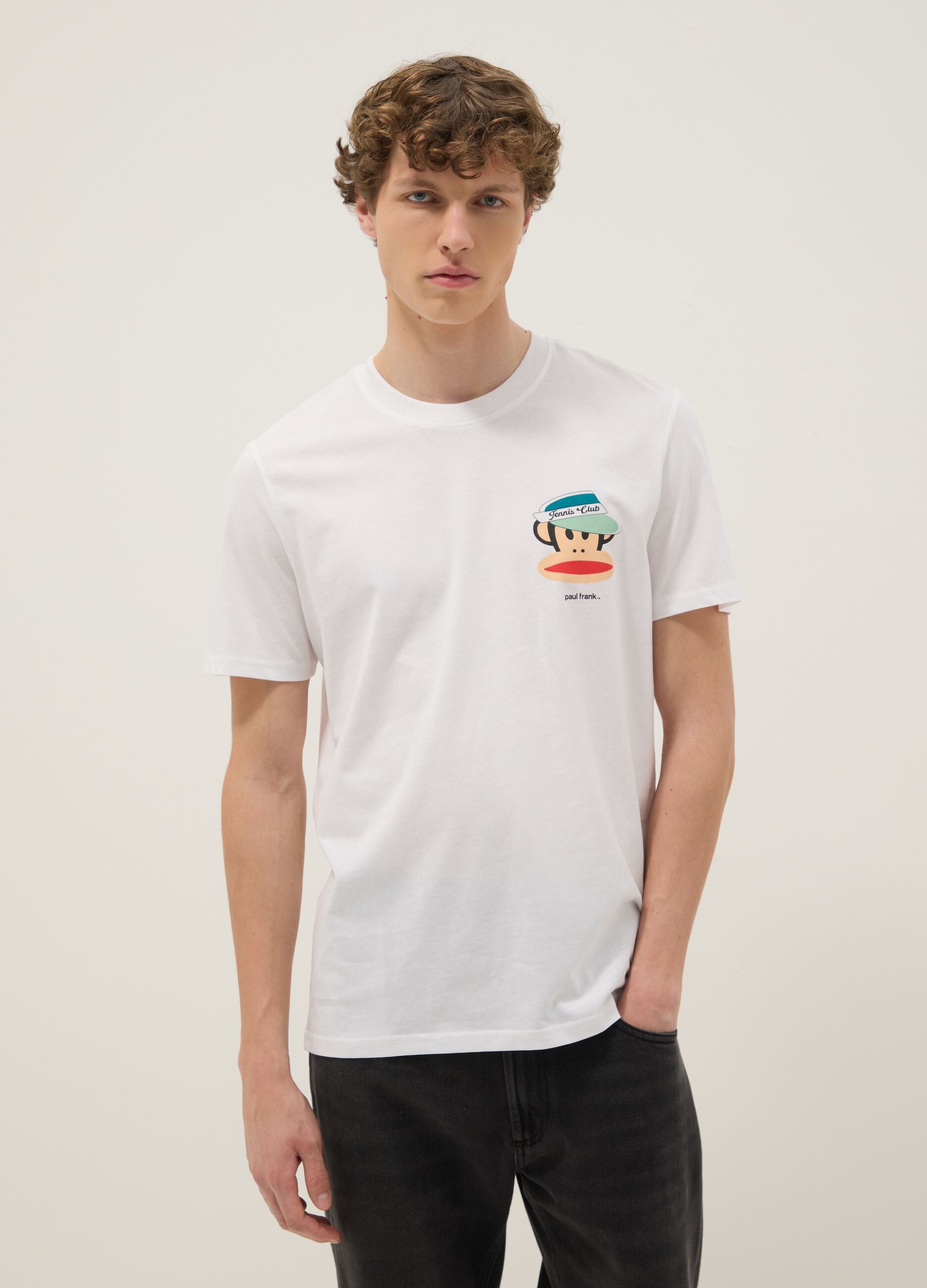 Wei&szlig;es T-Shirt mit Paul-Frank-Print aus reiner Baumwolle, Regular Fit