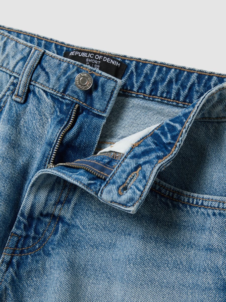 Light blue pure cotton denim shorts_1