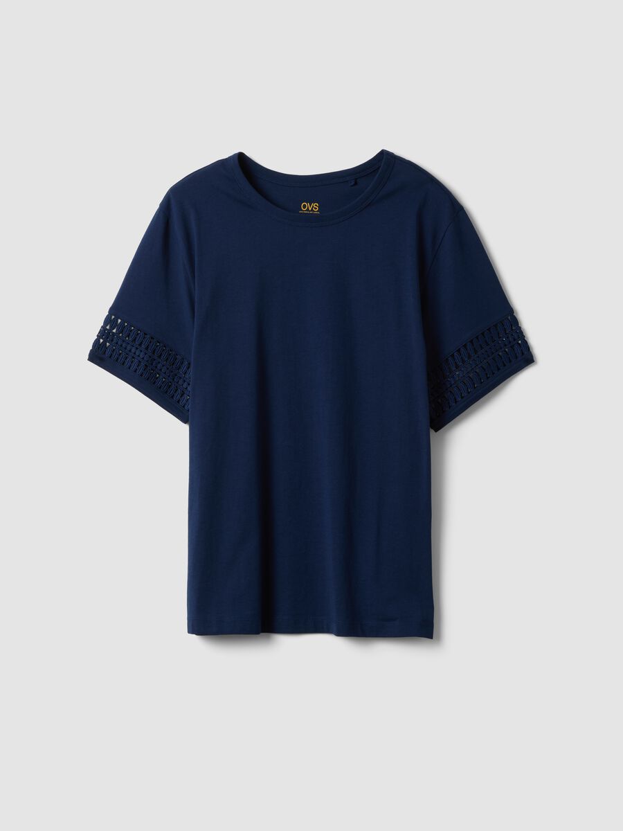 Camiseta azul de manga corta en puro algod&oacute;n_4