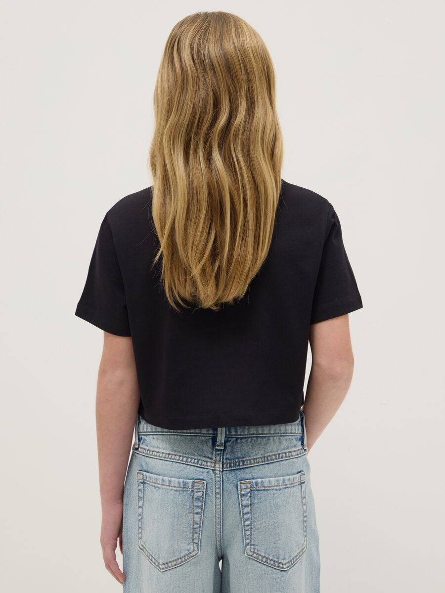 Girls' black pure cotton boxy fit t-shirt_1