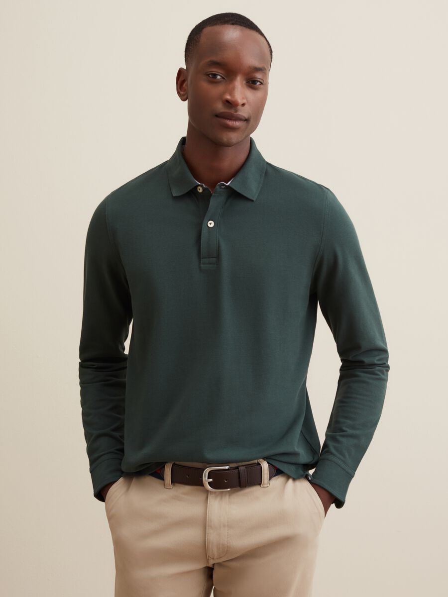 Cotton polo shirt with long sleeves_1