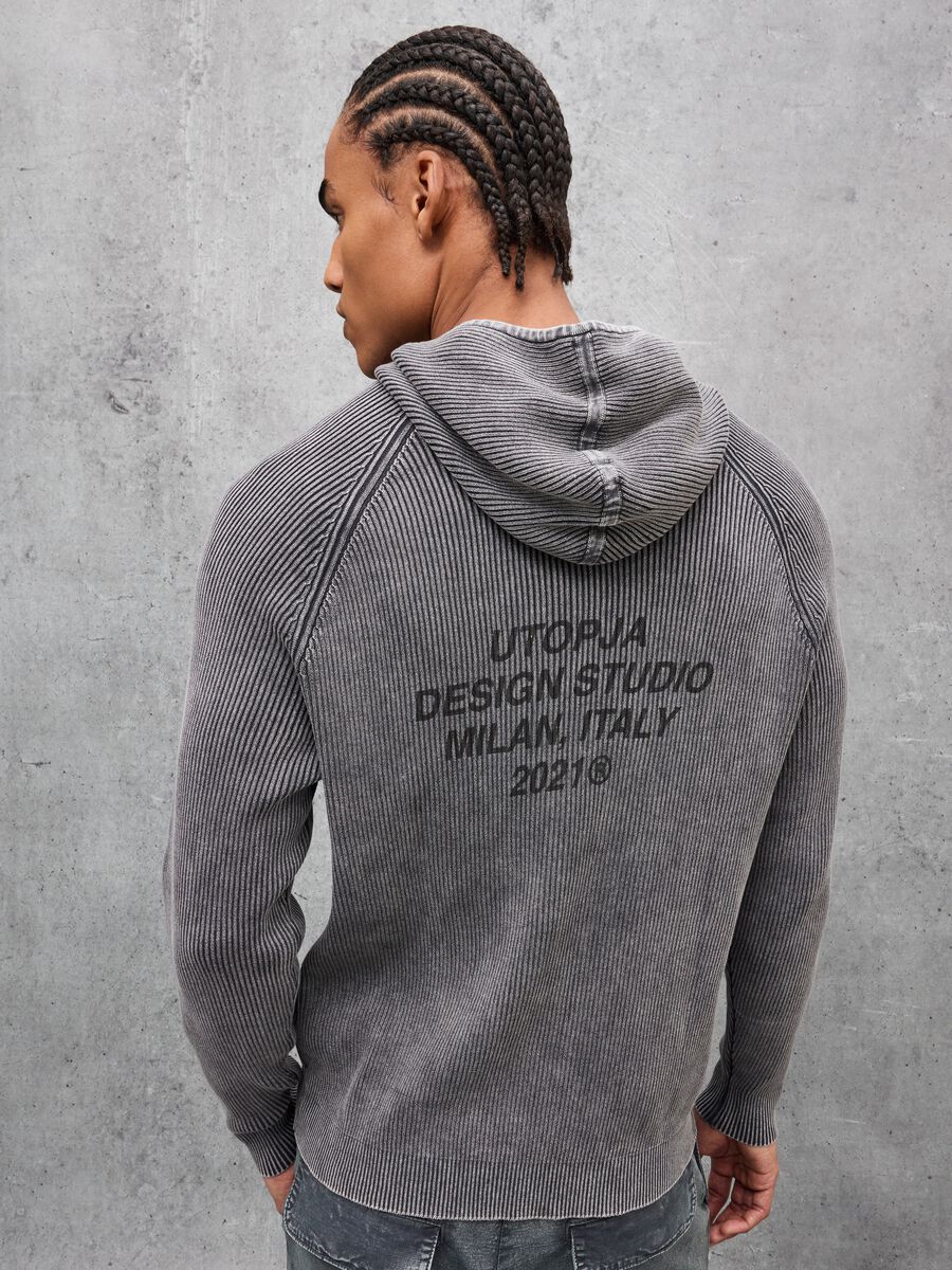 Knit Ribbed Hoodie Washed Grey_1