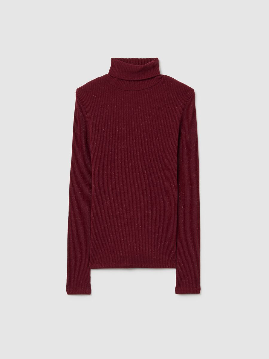 Crew neck top with long striped red sleeves regular fit_4