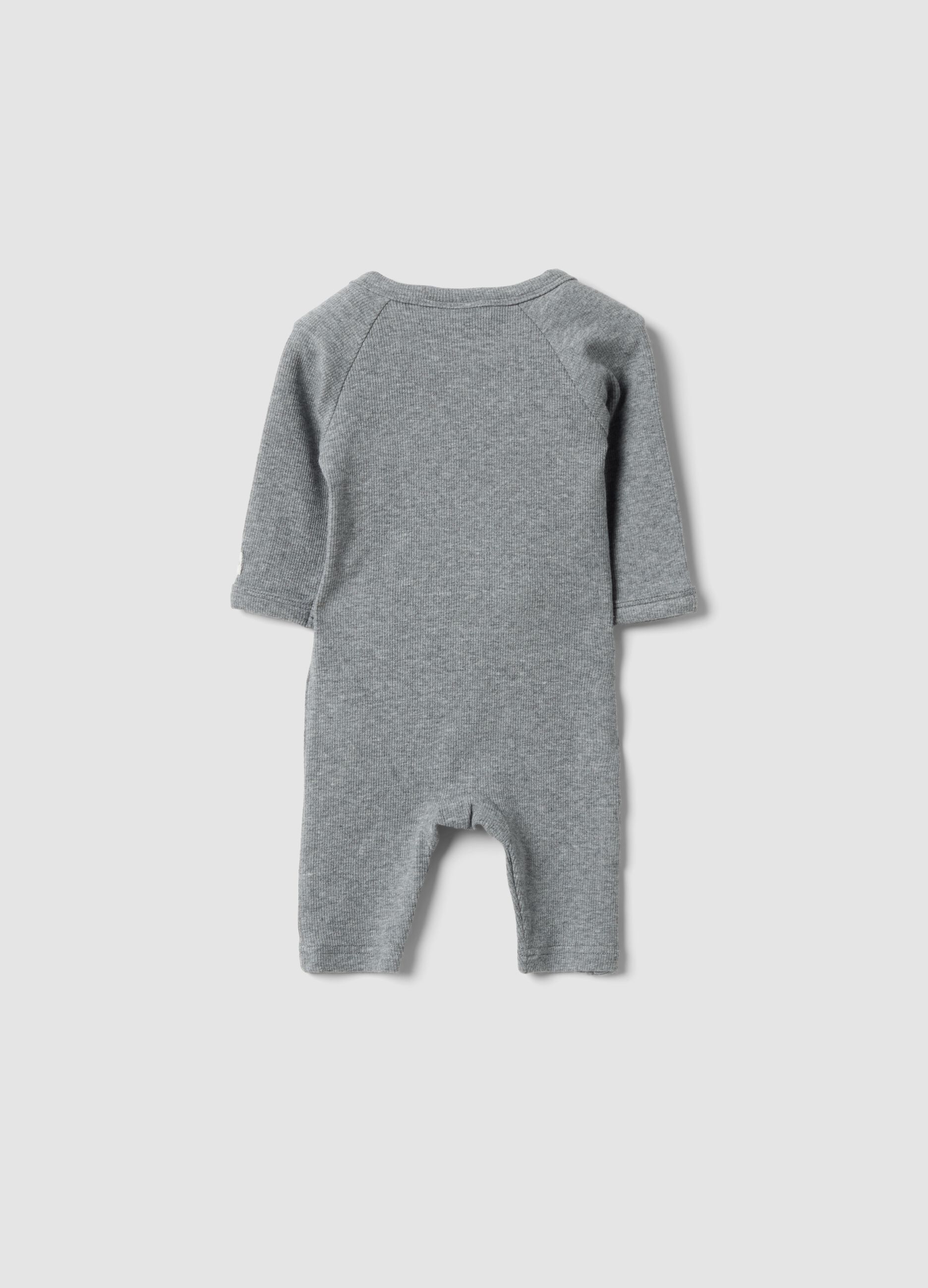 Grey organic cotton wrapover sleepsuit for newborns
