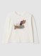 T-shirt bianca in cotone elasticizzato con girocollo_0