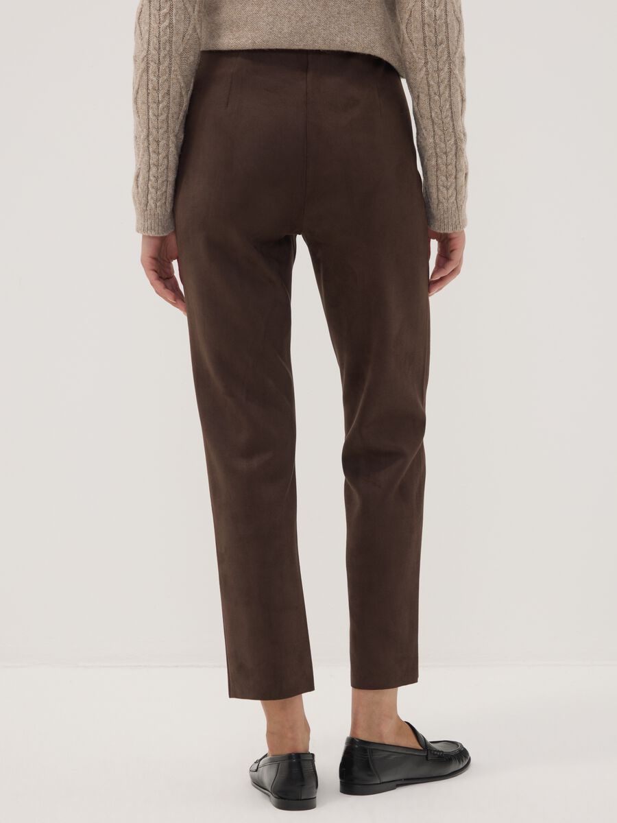 Leggings marroni in tessuto elasticizzato slim fit_3