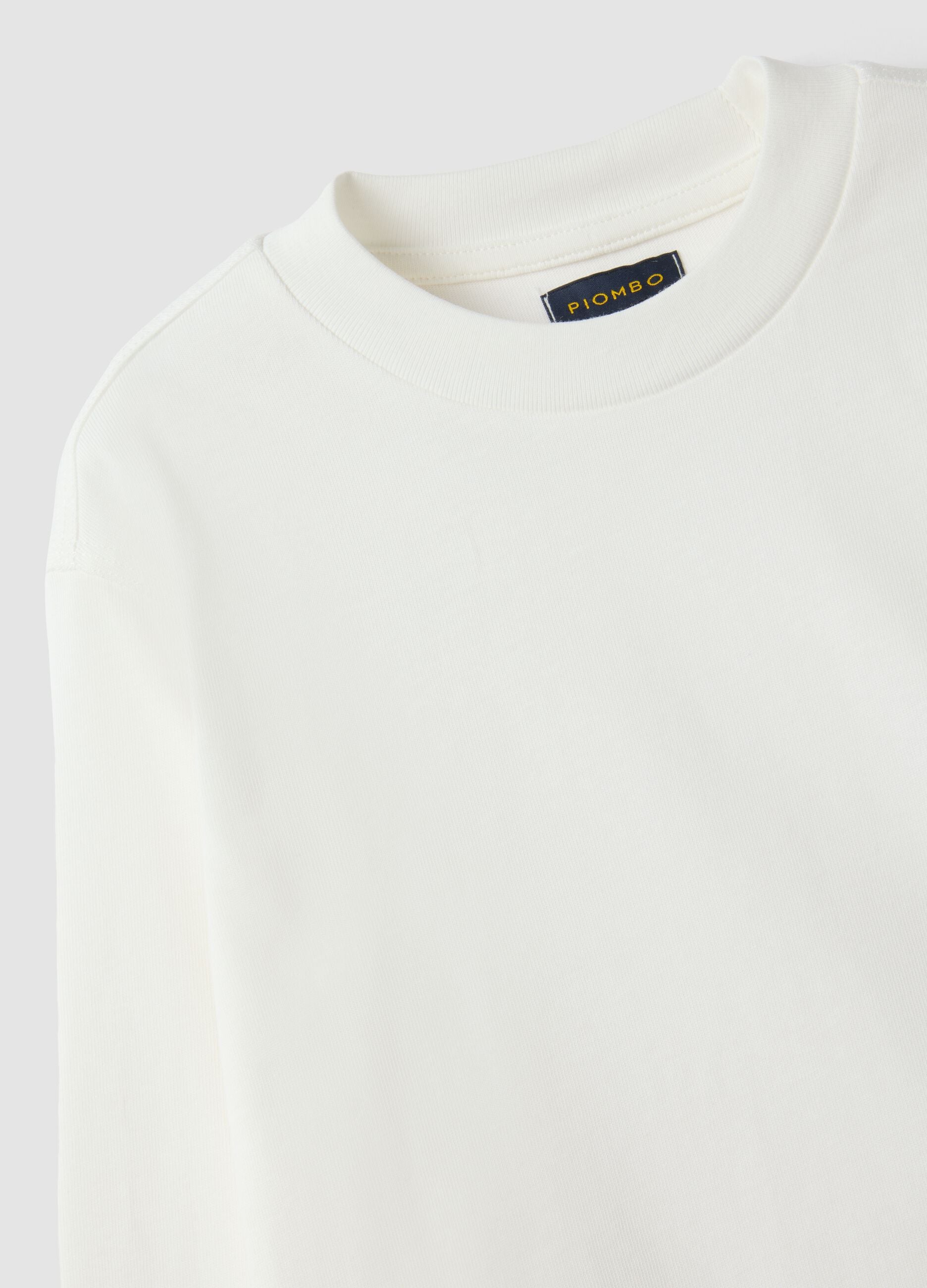 Wei&szlig;es Langarm-T-Shirt aus reiner Baumwolle mit Rundhals f&uuml;r Jungen