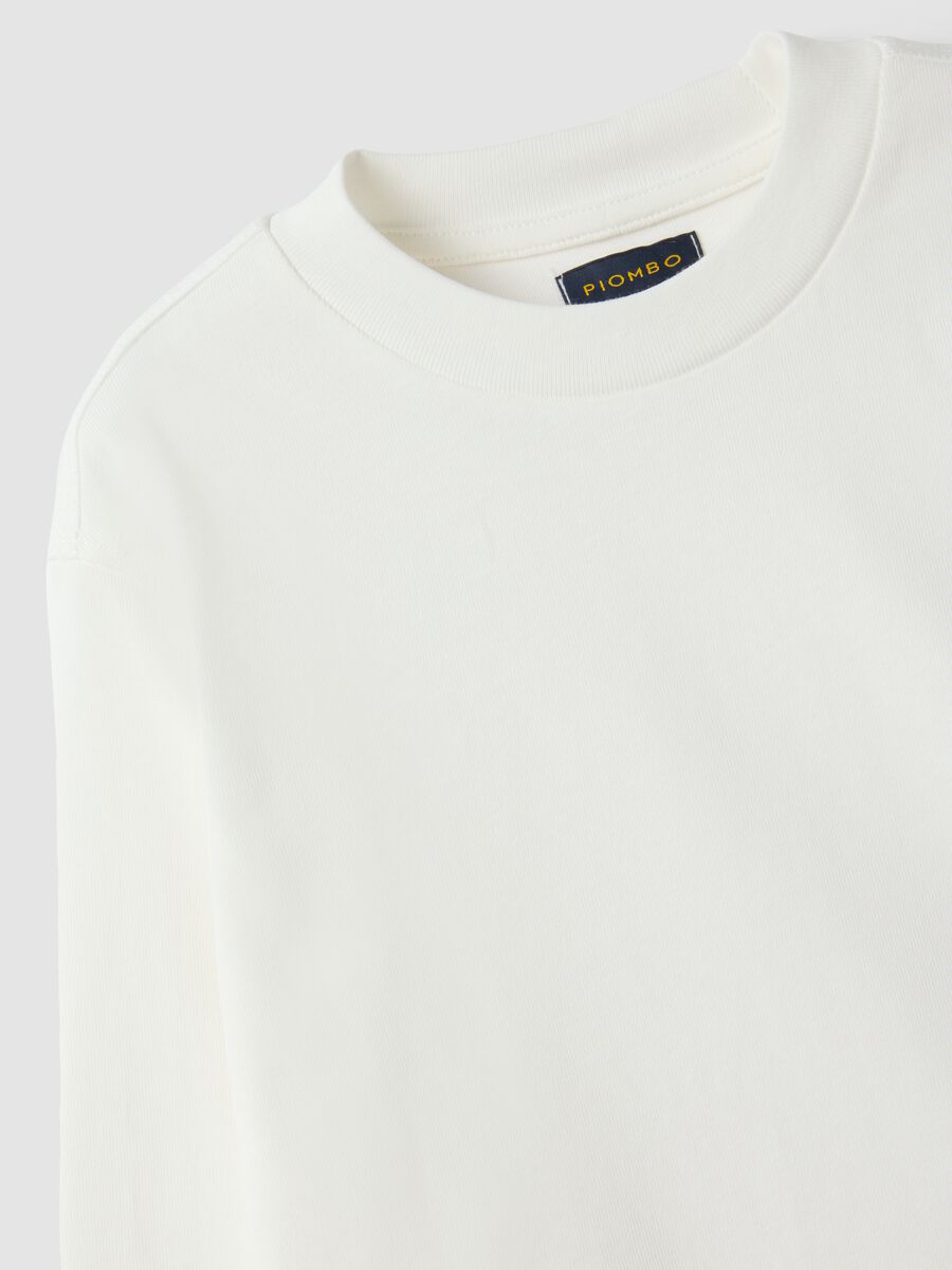 White pure cotton long-sleeve crew-neck T-shirt for boys_2