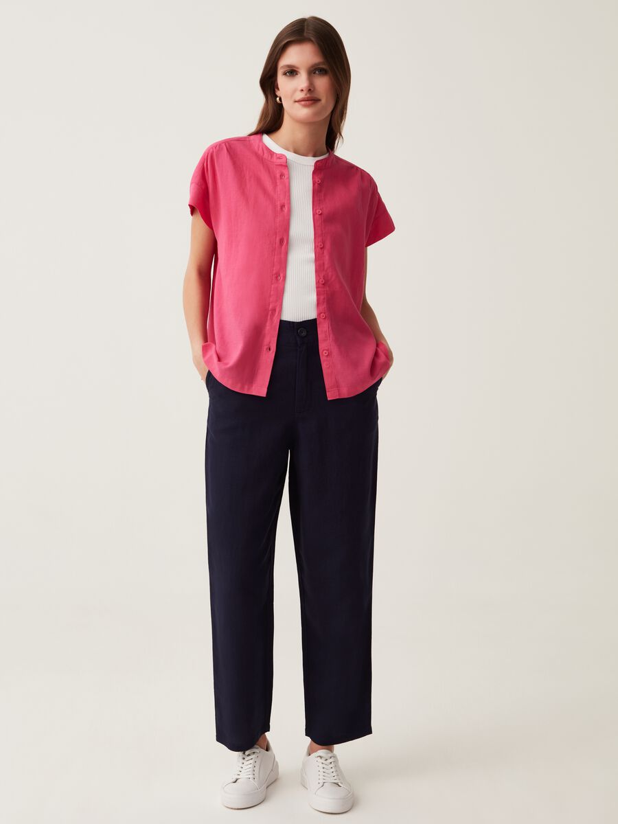 High-rise linen and viscose trousers_0