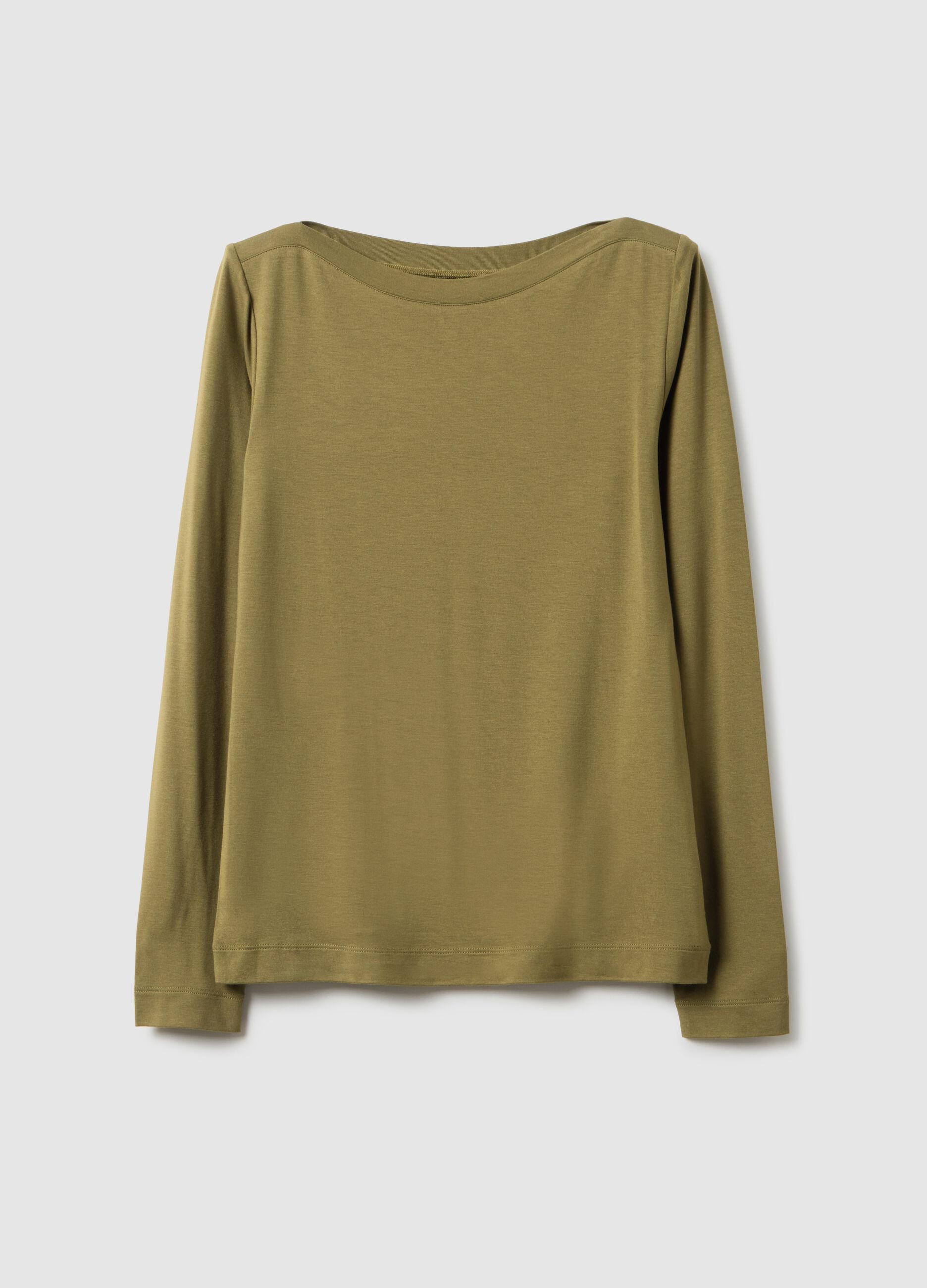 Green crew neck long sleeve regular fit t-shirt