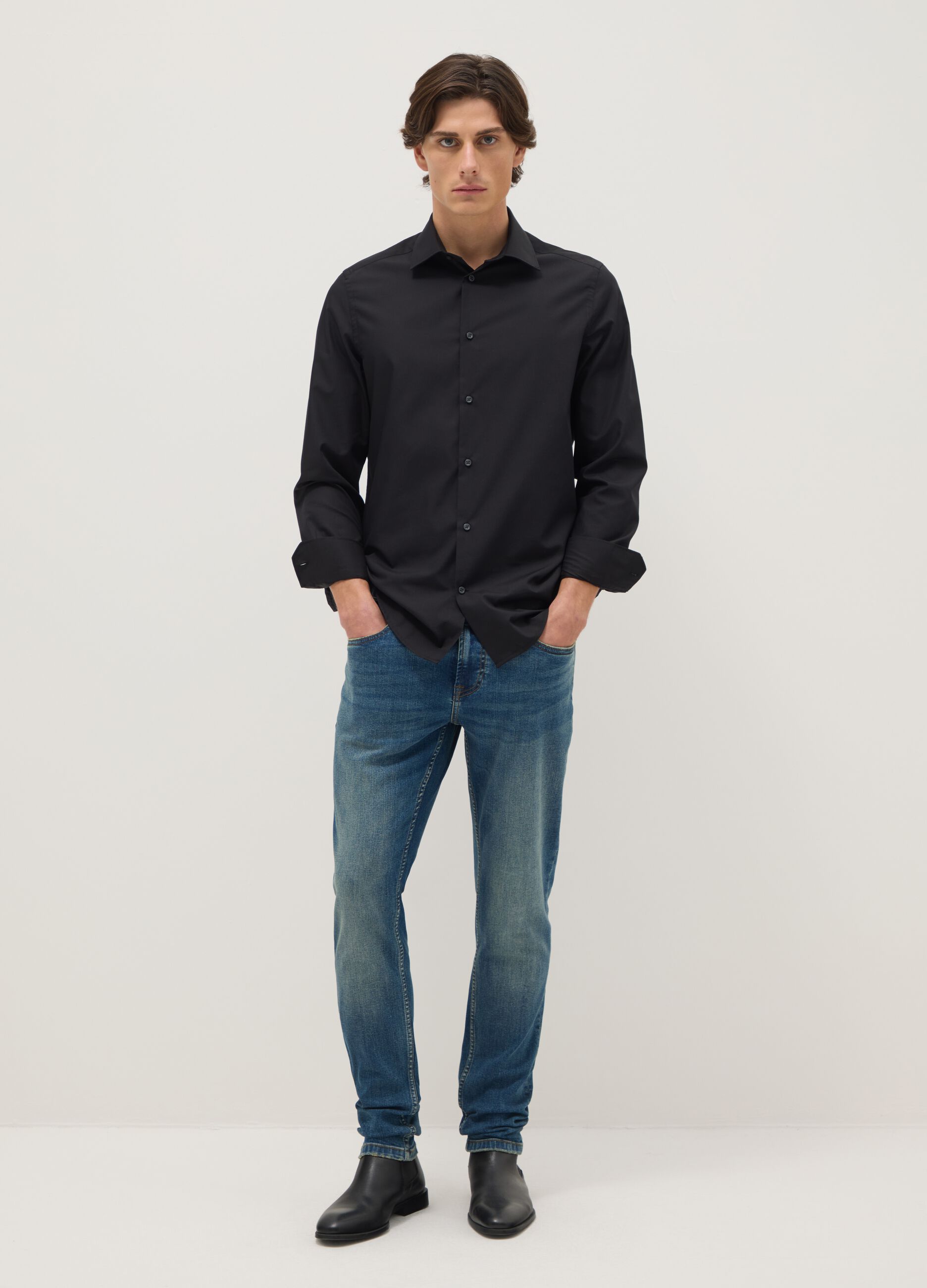 Blue Stretch Denim Skinny Fit Jeans